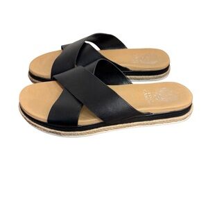 Vince Camuto Black Criss Cross Slide Leather Upper Sandal Size 8